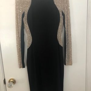 Xscape black and sequin midi dress size 2
